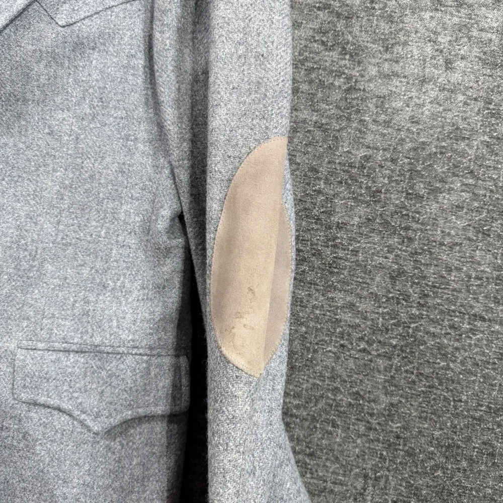 Vintage Grand Entry Men Western Blazer Grey Wool Cowboy Sport Coat Elbow Patches